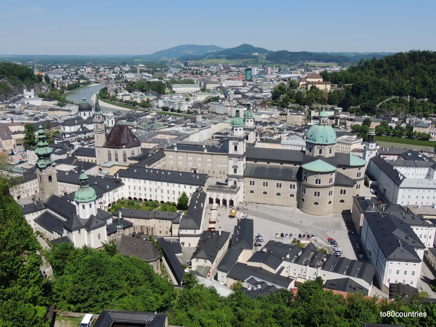 Blick von der Festung auf die Altstadt von Salzburg 